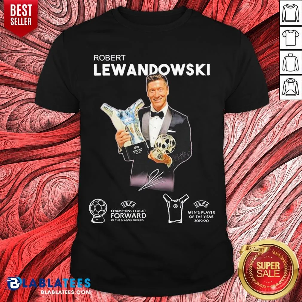 Original Robert Lewandowski Golden Ball UEFA Champions 2019 2020 Signature Shirt