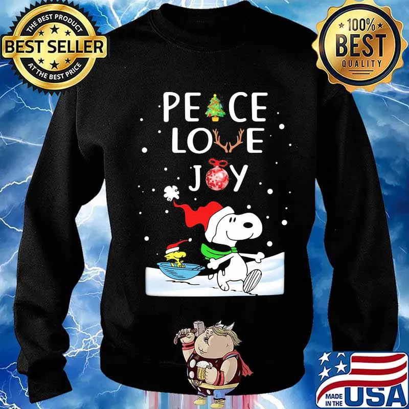 Snoopy and woodstock christmas peace love joy s Sweater