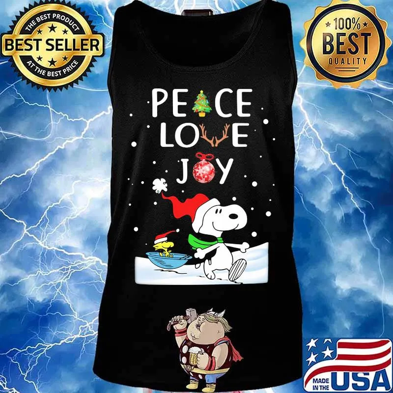 Snoopy and woodstock christmas peace love joy s Tank top