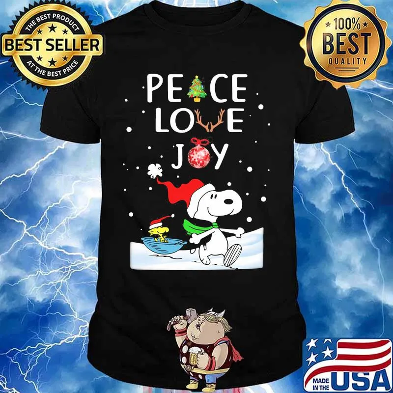 Snoopy and woodstock christmas peace love joy shirt