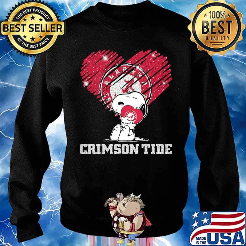 Snoopy hug alabama crimson tide heart diamond s Sweater