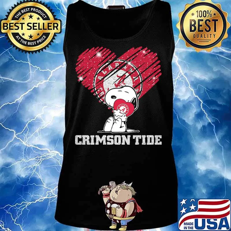 Snoopy hug alabama crimson tide heart diamond s Tank top