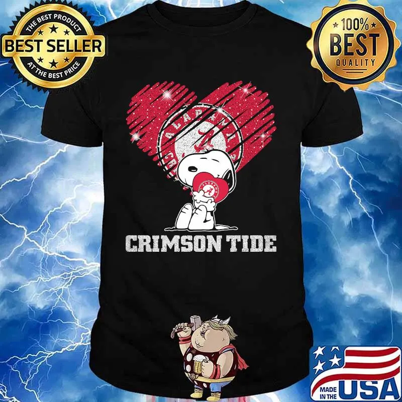 Snoopy hug alabama crimson tide heart diamond shirt