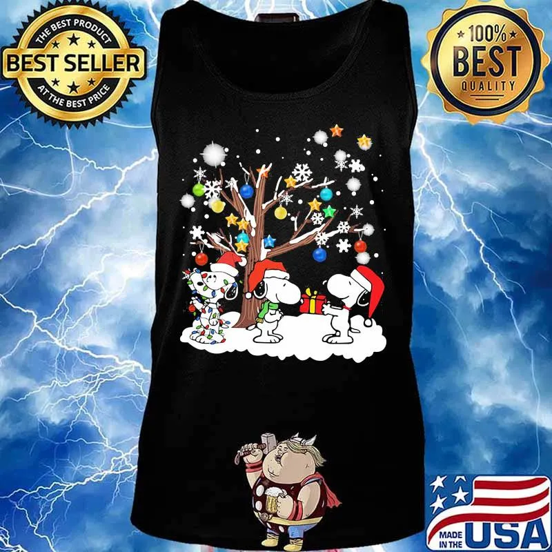 Snoopy merry christmas lights snow s Tank top
