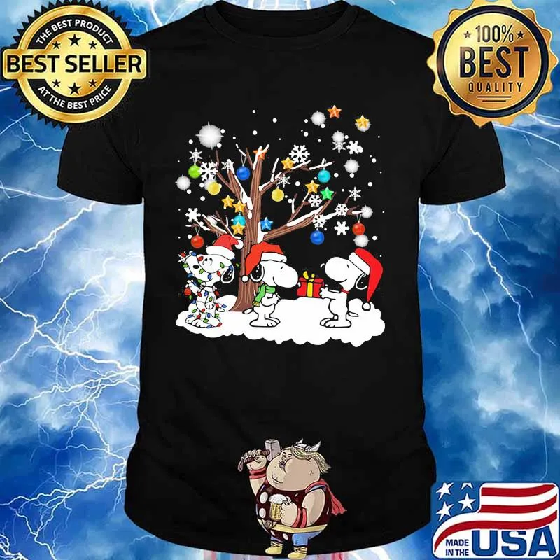 Snoopy merry christmas lights snow shirt