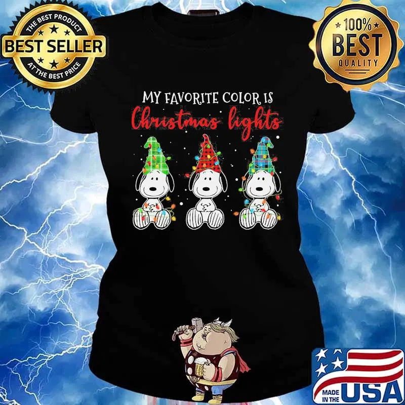 Snoopy my favorite color is christmas lights s Ladies tee