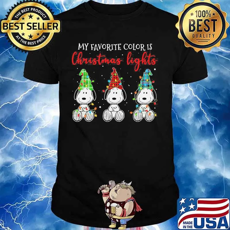 Snoopy my favorite color is christmas lights shirt