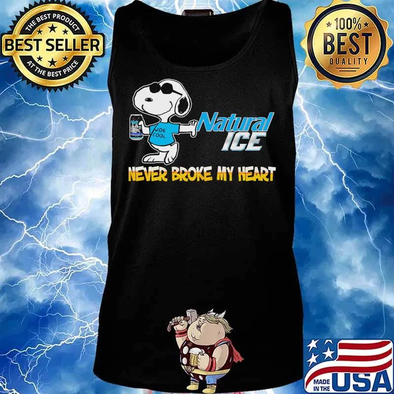Snoopy natural ice never broke my heart beer s Tank top