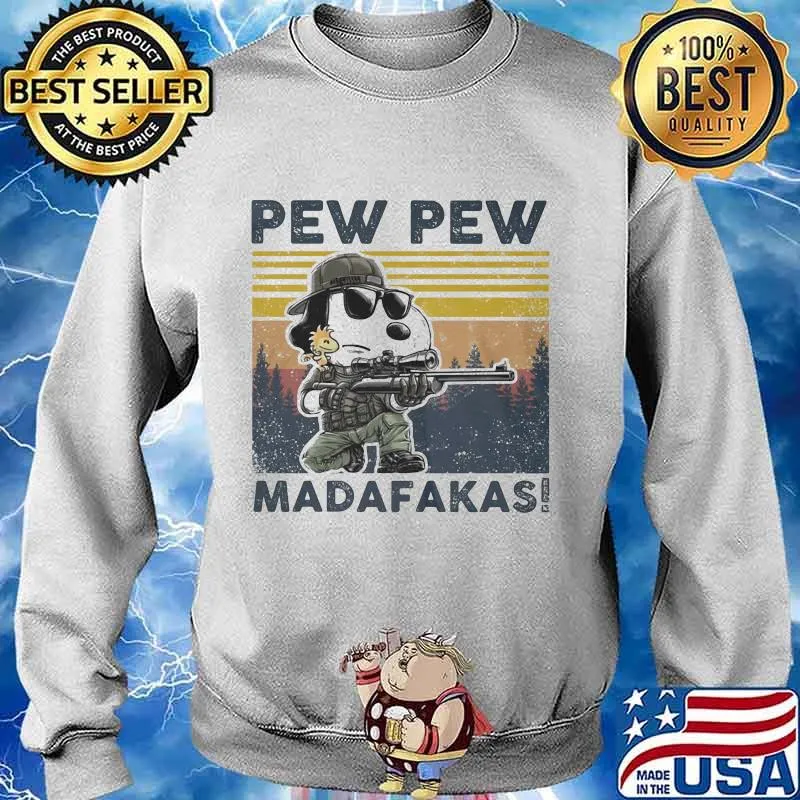 Snoopy pew pew madafakas vintage retro s Sweater