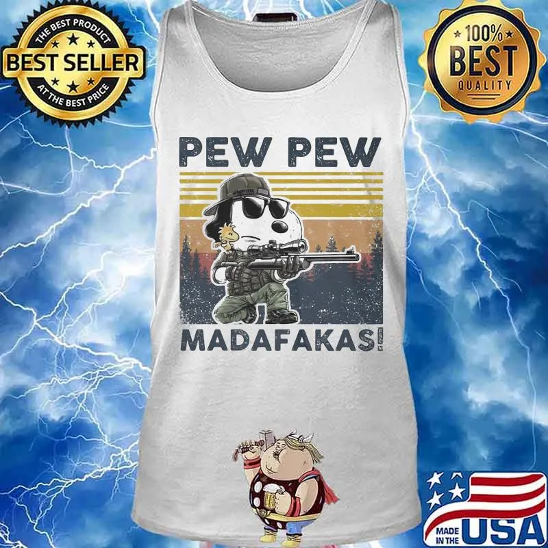 Snoopy pew pew madafakas vintage retro s Tank top