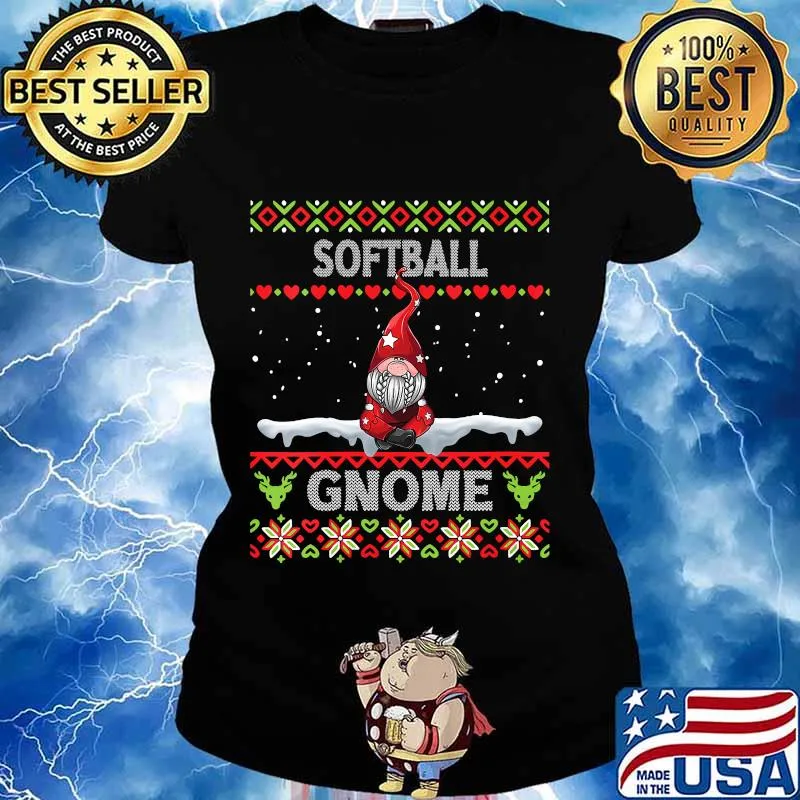 Softball gnome matching family christmas ugly s Ladies tee