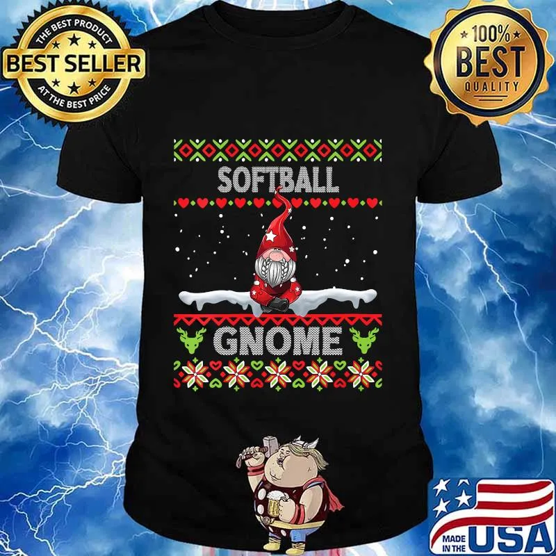 Softball gnome matching family christmas ugly shirt