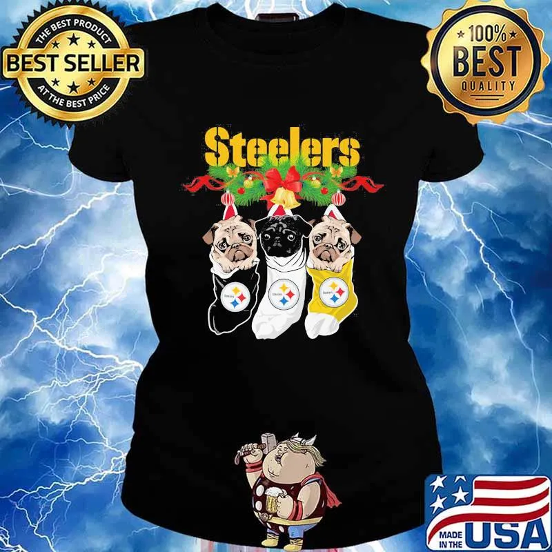 Steeler Love Dogs Merry Christmas Shirt Ladies tee