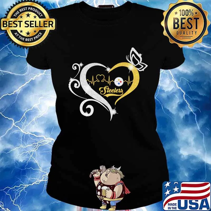 Steelers Butterflies Heart Beat Shirt Ladies tee