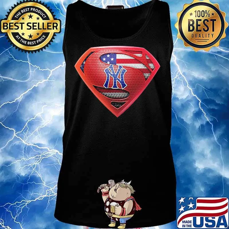 Superman new york yankees logo american flag s Tank top