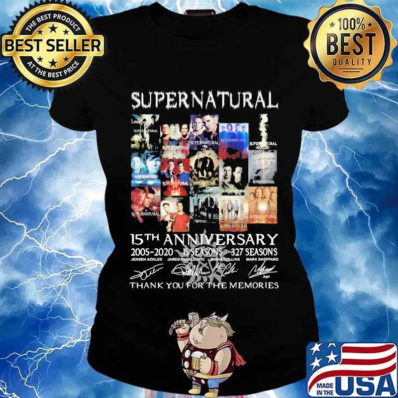 Supernatural 15th Anniversary 2005 2020 317 Seasons Thank You For The Memorie Signuature Shirt Ladies tee