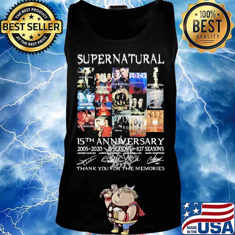 Supernatural 15th Anniversary 2005 2020 317 Seasons Thank You For The Memorie Signuature Shirt Tank top
