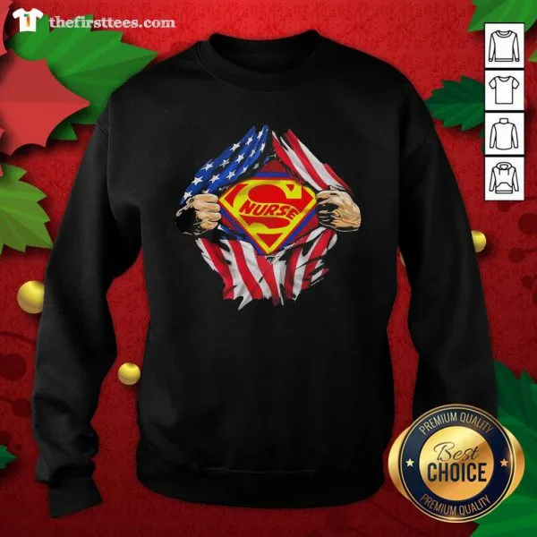 Nice Blood Inside Me Super Nurse American Flag Shirt - Image 2