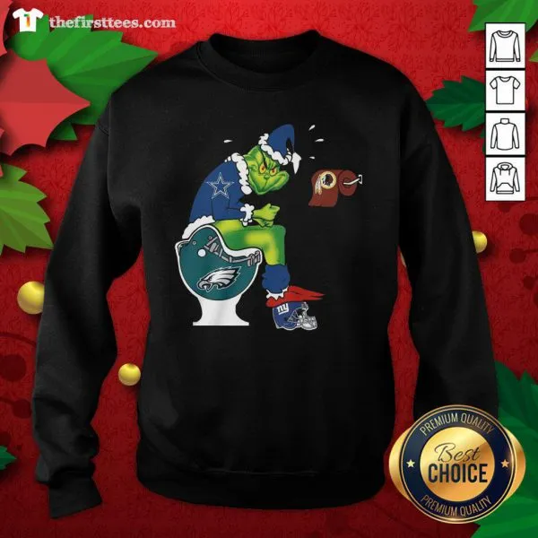 Top The Grinch Dallas Cowboys Shit On Toilet Philadelphia Eagles Christmas Shirt - Image 4
