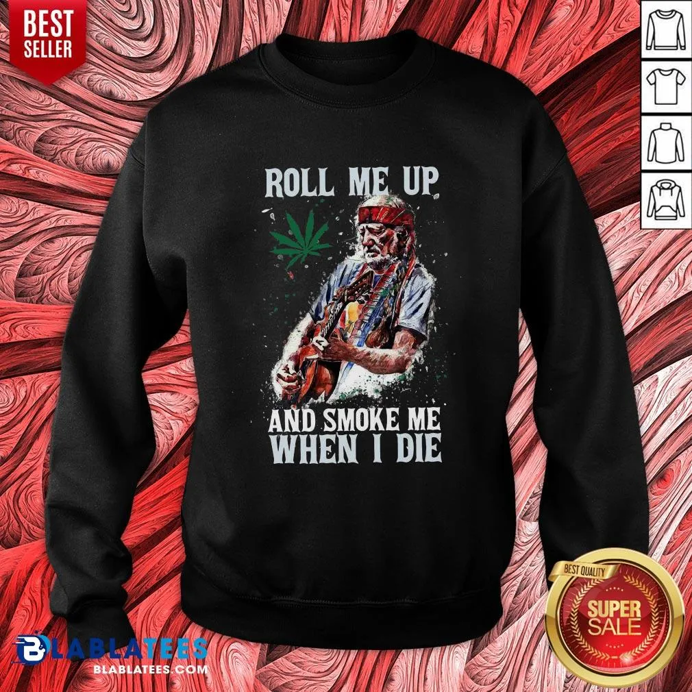 Pretty Willie Nelson Guitar Roll Me Up And Smoke Me When I Die Shirt - Image 2