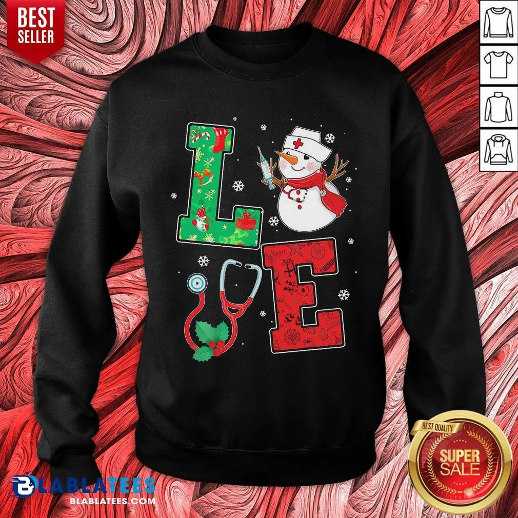 Original Nurse Snowman Love Christmas Shirt - Image 2