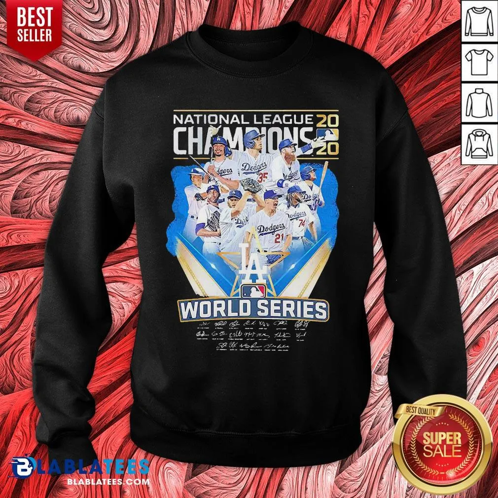 Hot Los Angeles Dodgers National League Champions 2020 World Series Signatures Shirt - Image 2