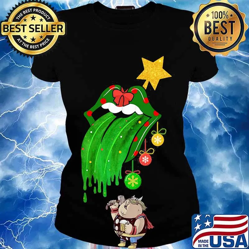 Symbol Rolling Stones Star Merry Xmas Shirt Ladies tee