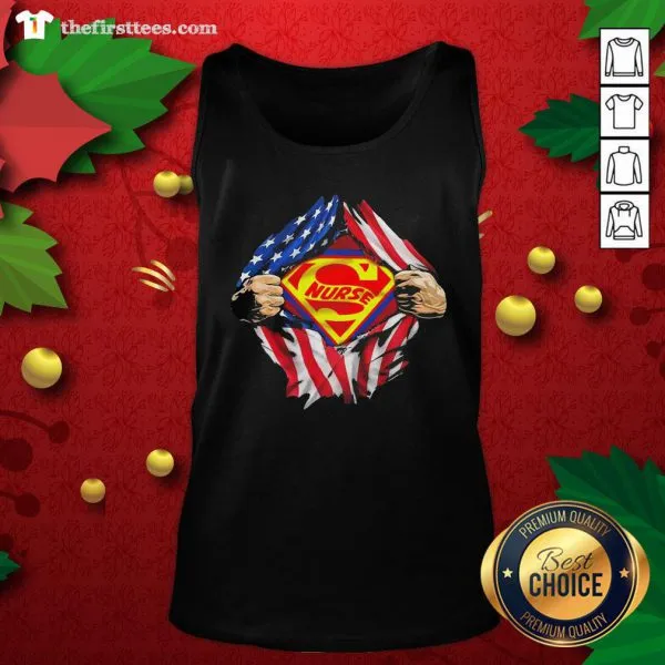 Nice Blood Inside Me Super Nurse American Flag Shirt - Image 4