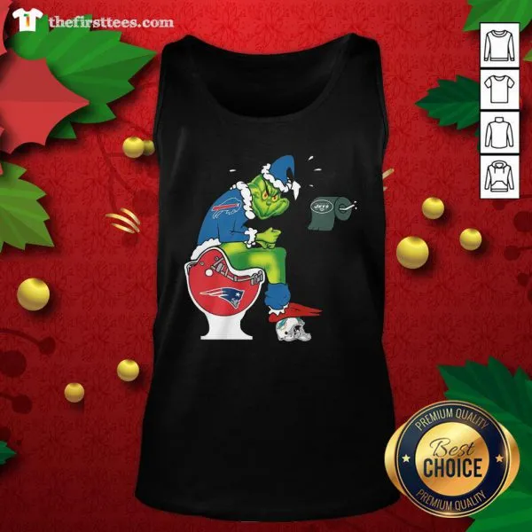Funny The Grinch Buffalo Bills Shit On Toilet New England Patriots Christmas Shirt - Image 4