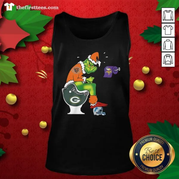 Nice The Grinch Chicago Bears Shit On Toilet Green Bay Packers Christmas Shirt - Image 4