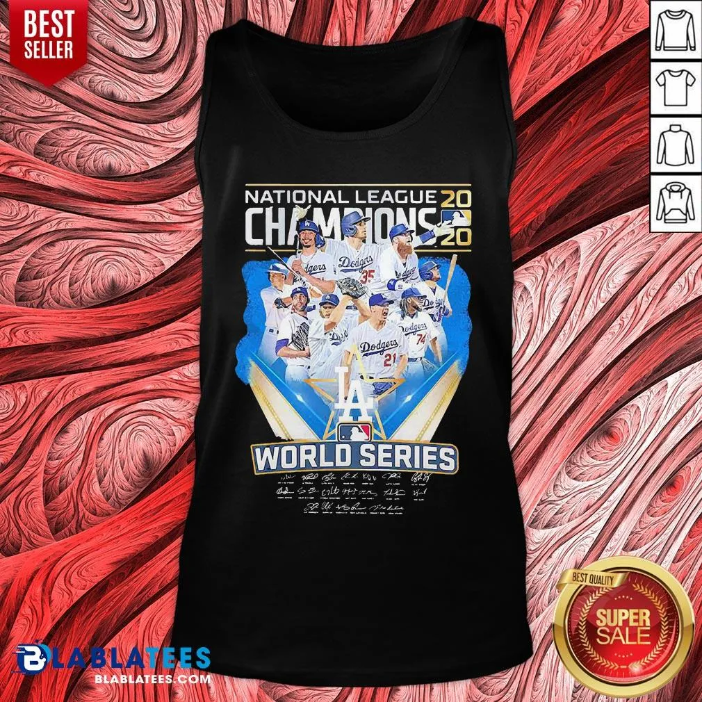 Hot Los Angeles Dodgers National League Champions 2020 World Series Signatures Shirt - Image 4