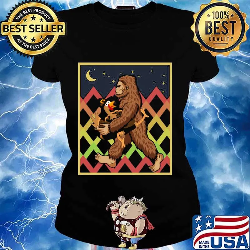 Thanksgiving day turkey bigfoot moon s Ladies tee