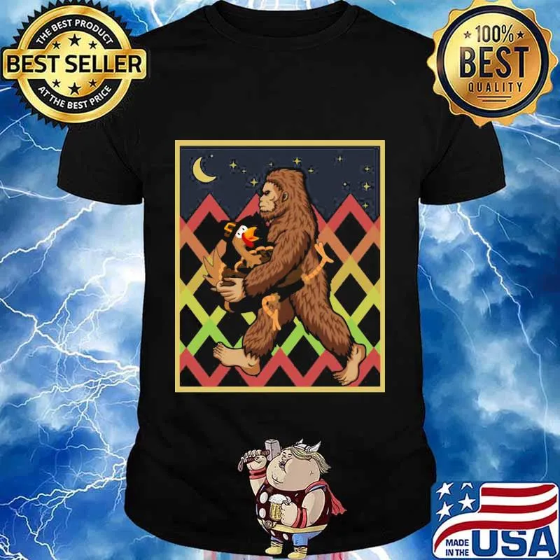 Thanksgiving day turkey bigfoot moon shirt
