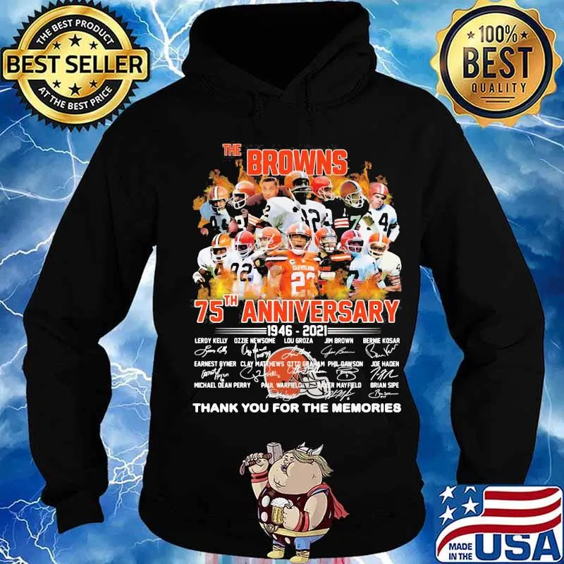 The Browns 75th Anniversary 1946 2021 Birthday Signature Rugby Shirt Hoodie