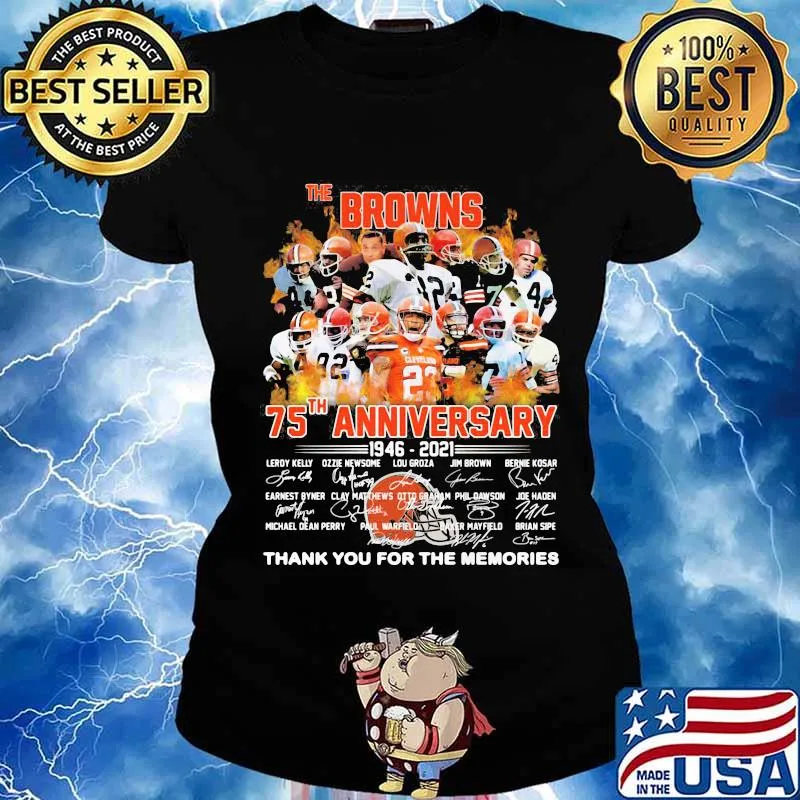 The Browns 75th Anniversary 1946 2021 Birthday Signature Rugby Shirt Ladies tee