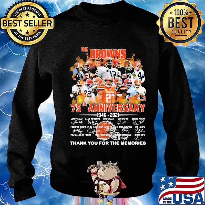 The Browns 75th Anniversary 1946 2021 Birthday Signature Rugby Shirt Sweater
