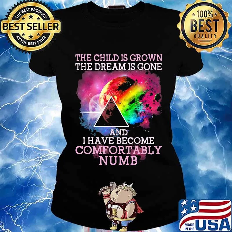 The Child Is Grown The Dream Is Gone I Have Become Comfortably Numb Pink Floyd Moon Lgbt Shirt Ladies tee