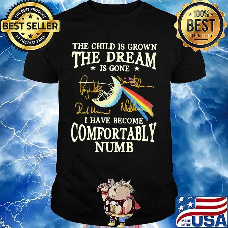 The child is grown the dream is gone i have become comfortably numb pink floyd signatures shirt