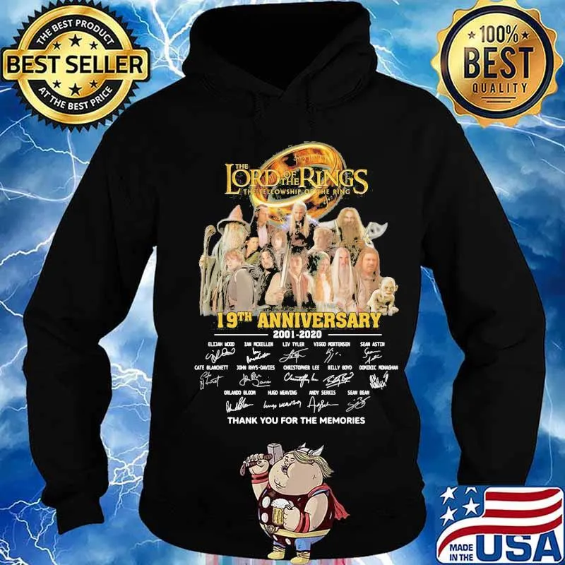 The lord of the rings the fellowship of the ring 19th anniversary 2001 2020 thank you for the memories signatures s Hoodie