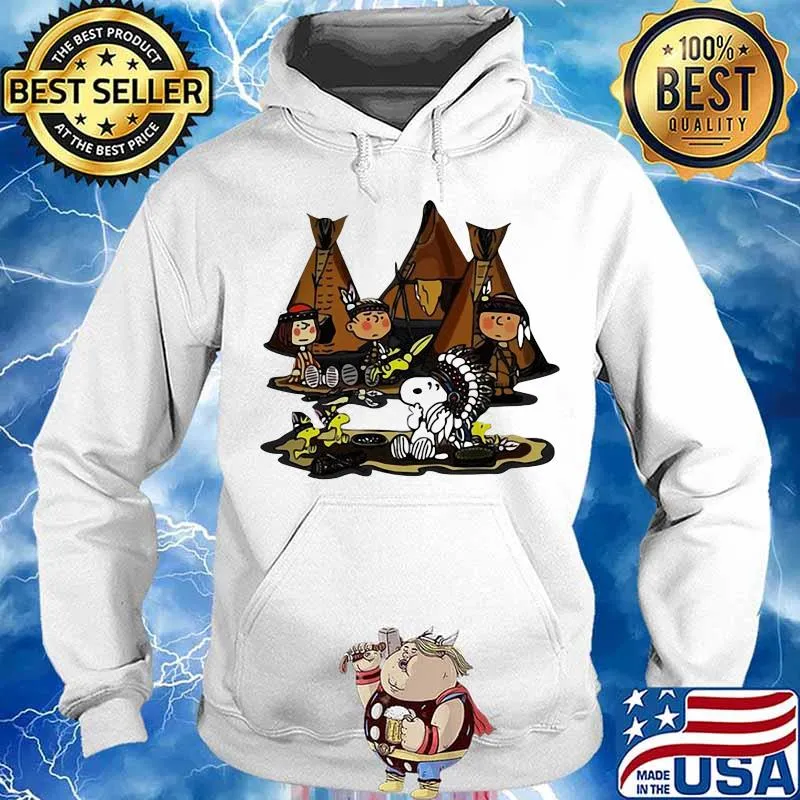 The peanuts characters cartoon camping native s Hoodie