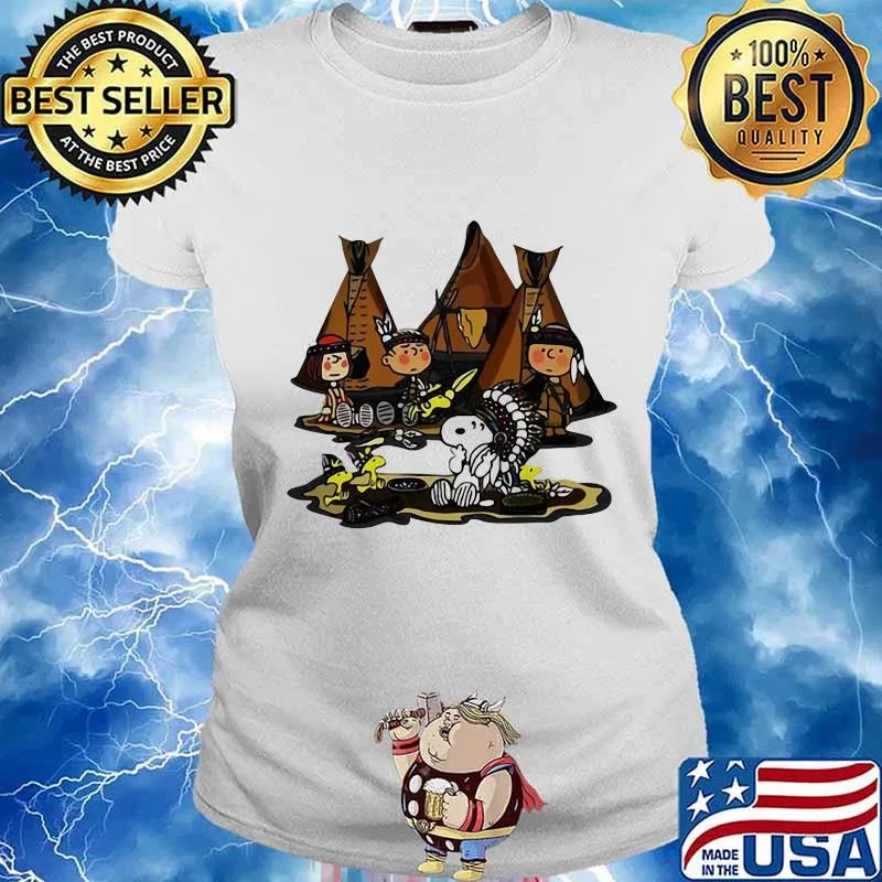 The peanuts characters cartoon camping native s Ladies tee