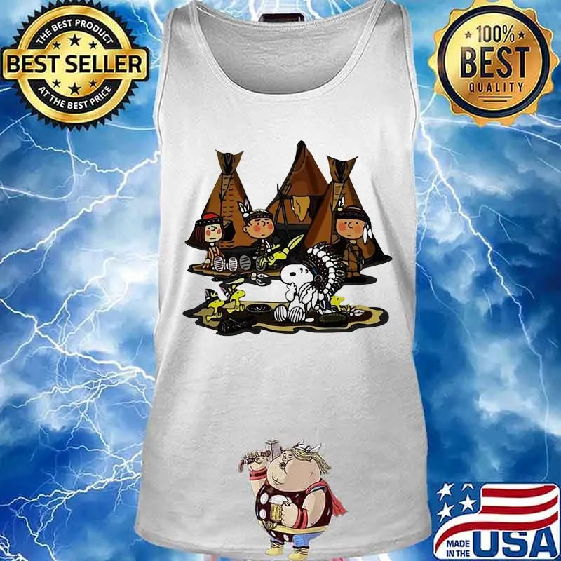 The peanuts characters cartoon camping native s Tank top