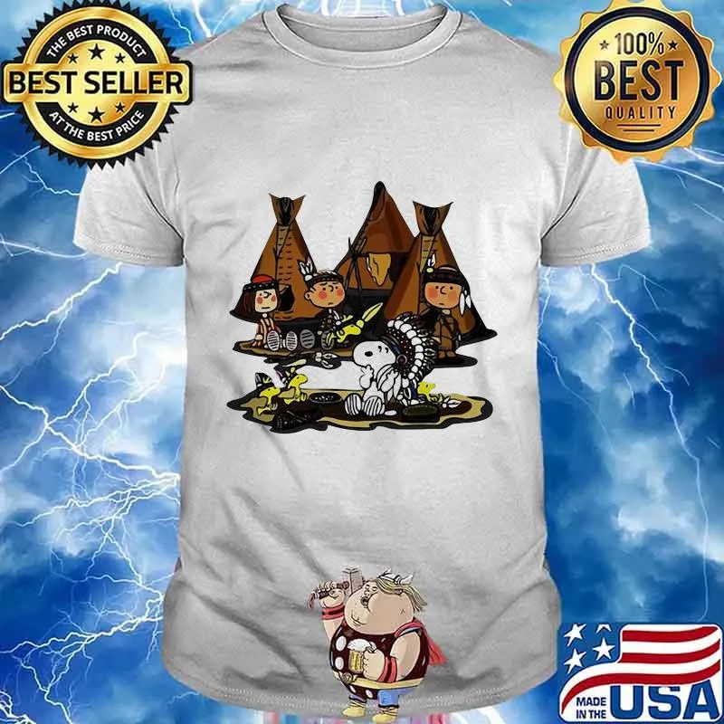 The peanuts characters cartoon camping native shirt