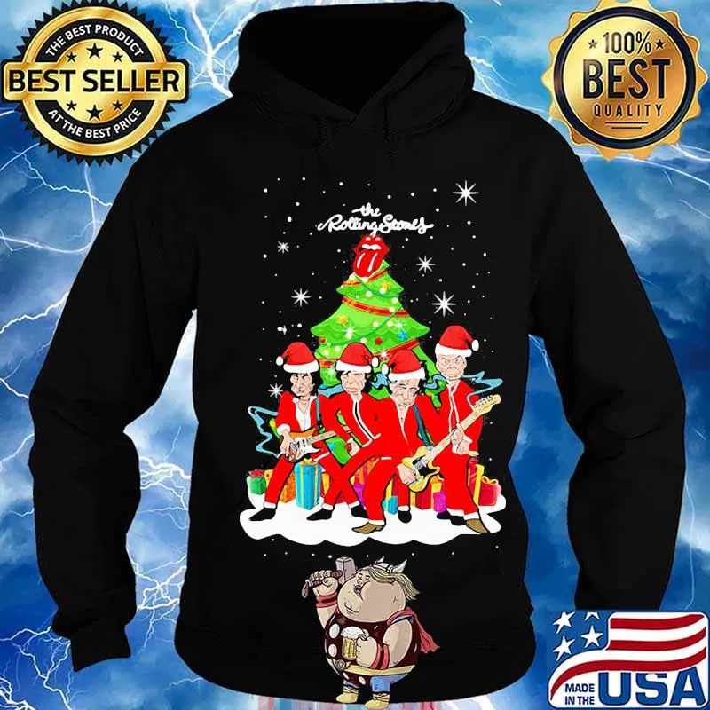 The Rolling Stones Wear Pajama Santa Christmas Tree Merry Xmas Shirt Hoodie