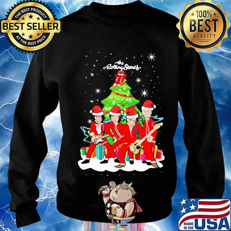 The Rolling Stones Wear Pajama Santa Christmas Tree Merry Xmas Shirt Sweater