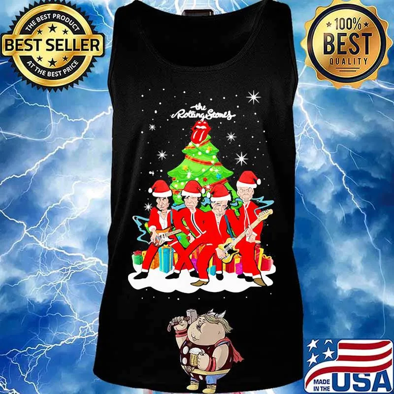 The Rolling Stones Wear Pajama Santa Christmas Tree Merry Xmas Shirt Tank top