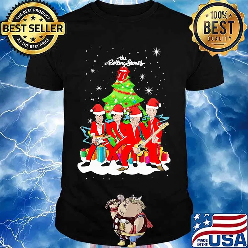 The Rolling Stones Wear Pajama Santa Christmas Tree Merry Xmas Shirt