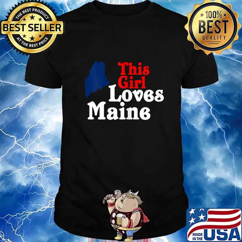 This girl loves maine silhouette map state red white shirt
