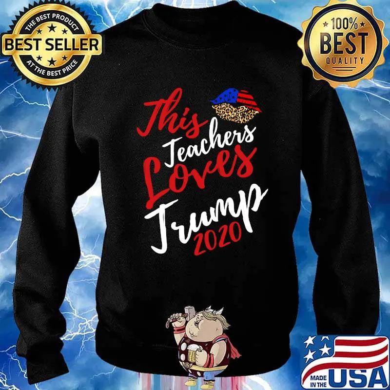 This Teachers Lovestrump 2020 School President Lip Leopard American Flag Shirt Sweater