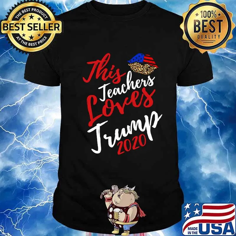 This Teachers Lovestrump 2020 School President Lip Leopard American Flag Shirt